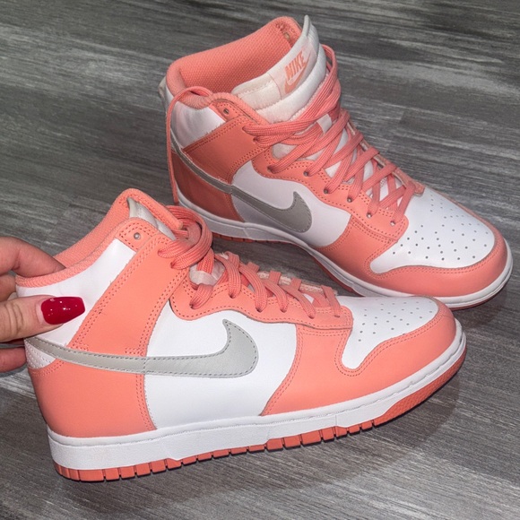 Nike Shoes - Nike Women's Coral and White High-Top Sneakers